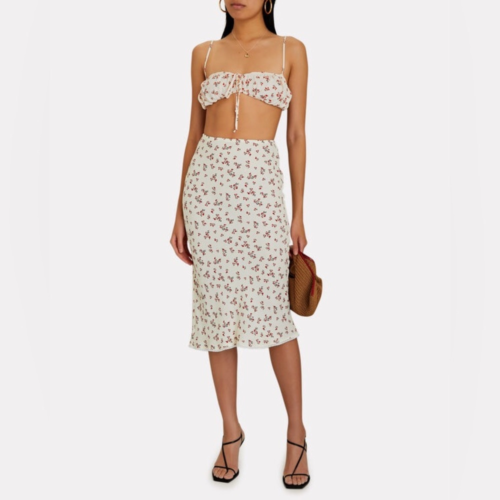 Ciao Lucia Valeria Floral Midi Skirt - Printed Poppy - Size Medium